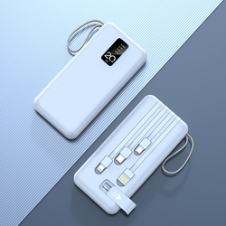 La venta al por mayor de fábrica viene con soporte para teléfono móvil Salida 2usb Cable de carga de 1 a 4 salidas Bancos de energía de 20000 Mah