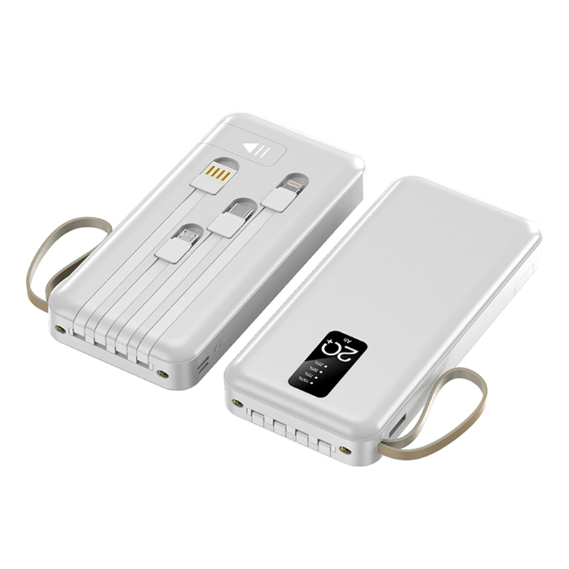 La venta al por mayor de fábrica viene con soporte para teléfono móvil Salida 2usb Cable de carga de 1 a 4 salidas Bancos de energía de 20000 Mah